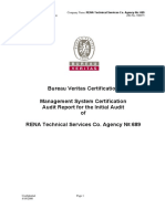 Bureau Veritas Certification Management System Certification Audit Report For The Initial Audit of RENA Technical Services Co. Agency :689