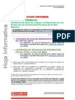 CCOO INFORMA Bolsa de Empleo en La Fundación de Atención y Apoyo A La Dependencia y de Promoción de La Autonomía Personal de Las Illes Baleares