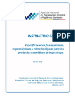 IE C.2.2 COS 02 Especificaciones Fisicoquímicas Organolépticas y Microbiológicas Para Los Productos Cosméticos de Bajo Riesgo MARZO 2017