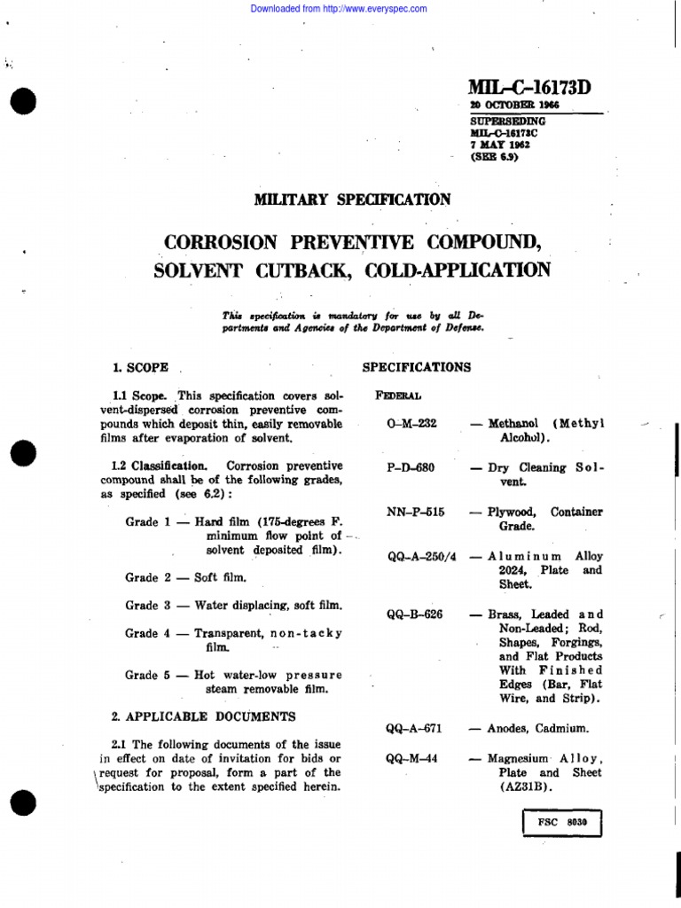 MIL-C-16173D (Corrosion Preventive) | Download Free PDF | Corrosion | Brass