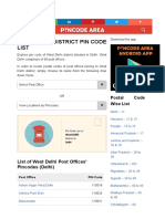 Pincodearea in West Delhi District Pincode Based in Delhi