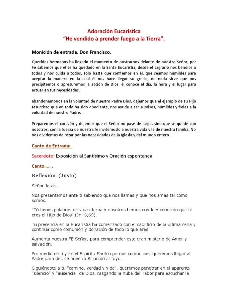 Adoración Eucarística: Fe y Esperanza | PDF | eucaristía | Misa (liturgia)