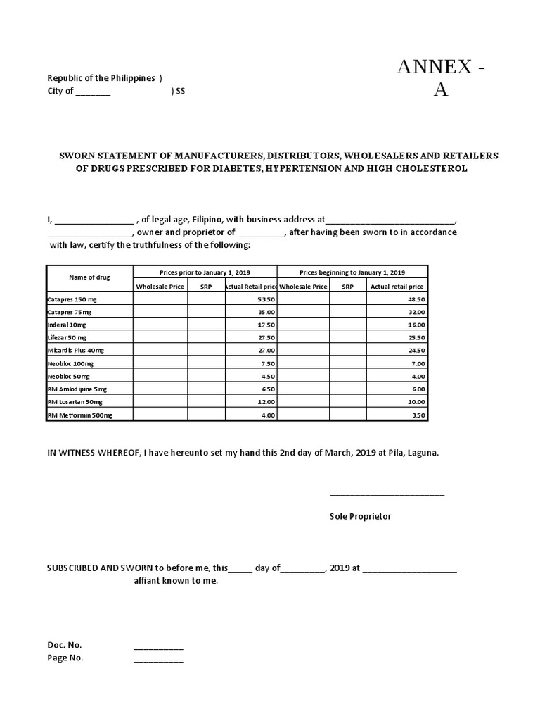 Sworn Statement Edpms | PDF | Clinical Medicine | Medical Treatments