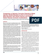 Comparison of Galvanic Corrosion Potential of Metal Injection Molded Brackets To That of Conventional Metal Brackets With Nickel-Titanium and Copper Nickel-Titanium Archwire Combinations