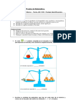 Evaluación de Matematica Igualdad y Desigualdad