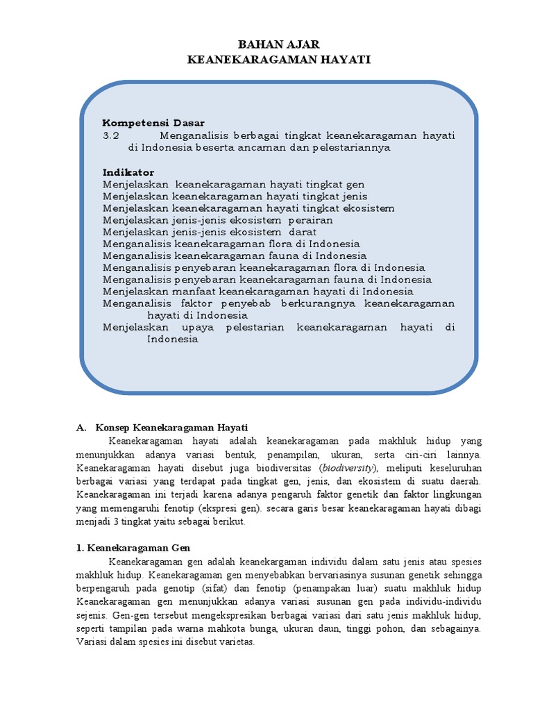 05 Bahan Ajar Kd 3 2 Keanekaragaman Hayati Pdf