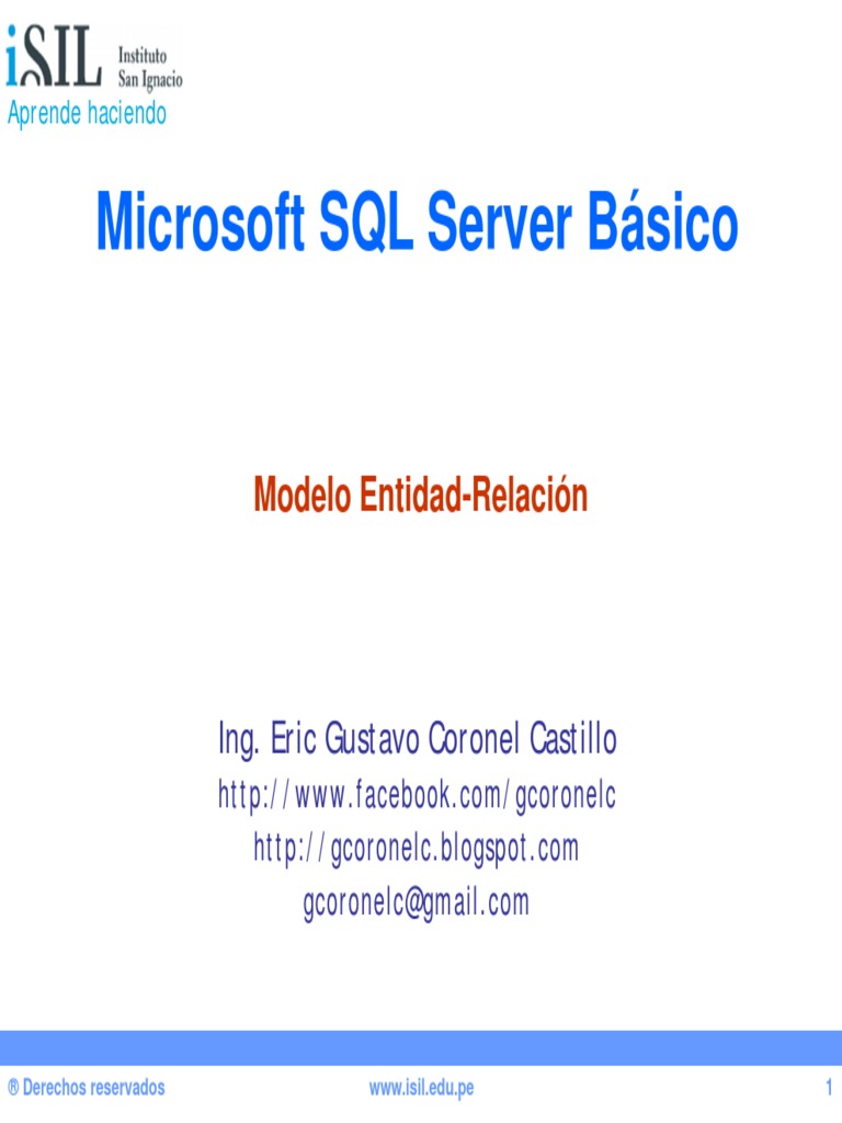Sql 01 Modelo Entidad Relación Pdf Ciencias De La Computación 