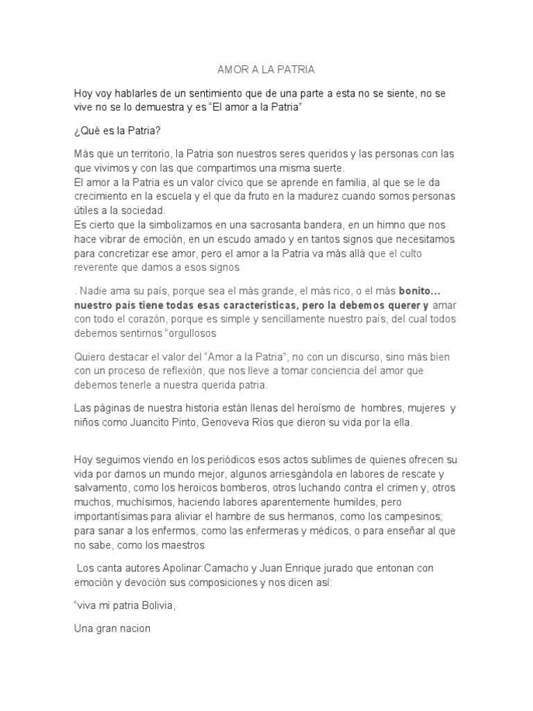 Reflexión sobre el amor a la patria | PDF | Amor