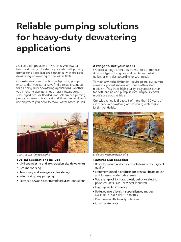 Versatile Self-Priming Dewatering Pumps | PDF | Pump | Drainage