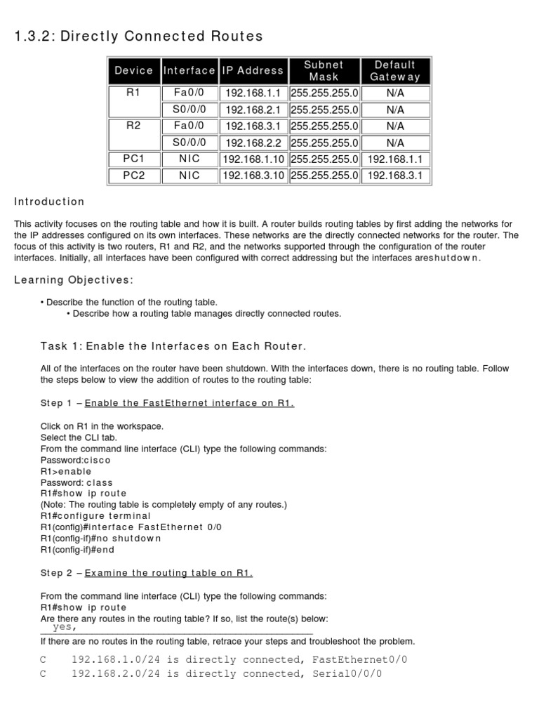 Activity 1.3.2 | PDF | Router (Computing) | Ip Address