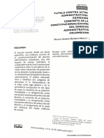 Tutela contra actos administrativos expresión concreta de la constitucionalización del derecho administrativo colombiano.