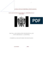 UNIVERSIDAD NACIONAL DE SAN CRISTÓBAL DE HUAMANGA: CURRÍCULO DE ESTUDIOS 2004 REVISADO DE LA CARRERA DE CONTABILIDAD