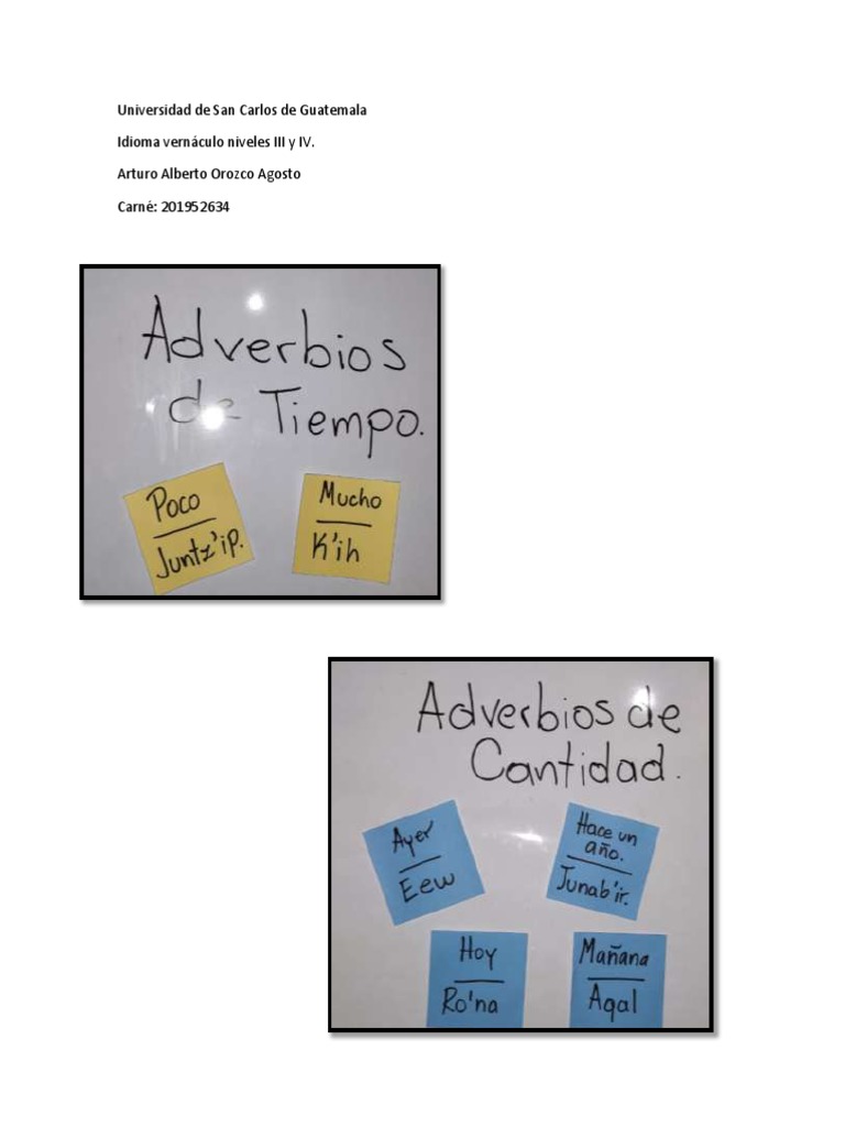 Adverbios de Tiempo y Cantidad | PDF