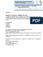 Ciências Naturais 9o Ano - Atividade Domiciliar sobre Acústica