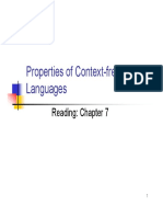 P Ti FCTTF Properties of Context-Free Languages GG: Reading: Chapter 7