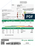 Factura CFE 122 pesos consumo eléctrico 14 jun-12 ago