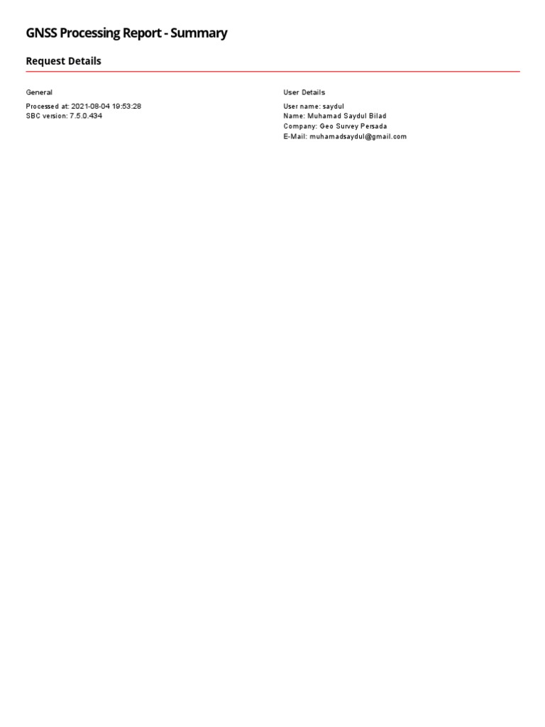 GNSS Processing Summary Report | PDF | Global Positioning System | Latitude