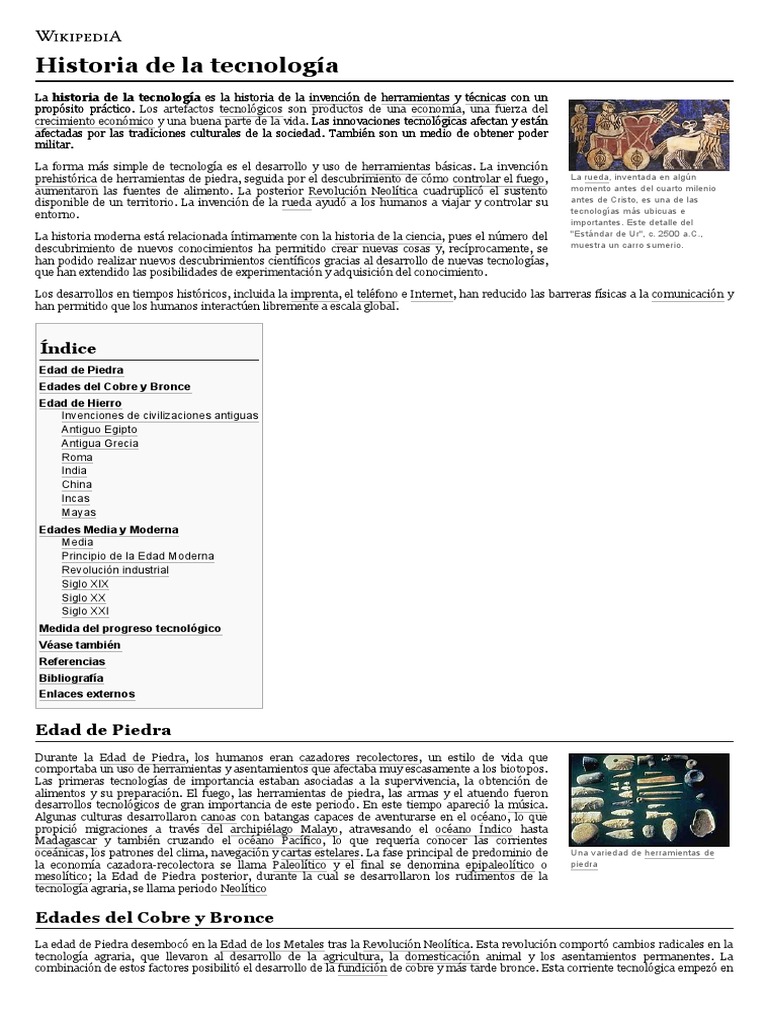 La Vida En La Edad Media Wikipedia Historia de La Tecnología - Wikipedia, La Enciclopedia Libre | PDF