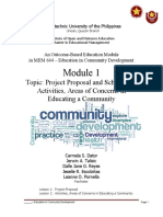 Topic: Project Proposal and Schedule of Activities, Areas of Concerns in Educating A Community