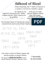 The Childhood of Rizal: Child of Francisco Mercado and Teodora Alonso y Quintos, Was Born in Calamba, Laguna