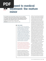 Consent To Medical Treatment: The Mature Minor: Case Study