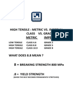 High Tensile: Metric vs. Imperial Class vs. Grade Metric Imperial