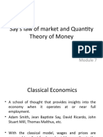 Say's Law of Market and Quantity Theory of Money