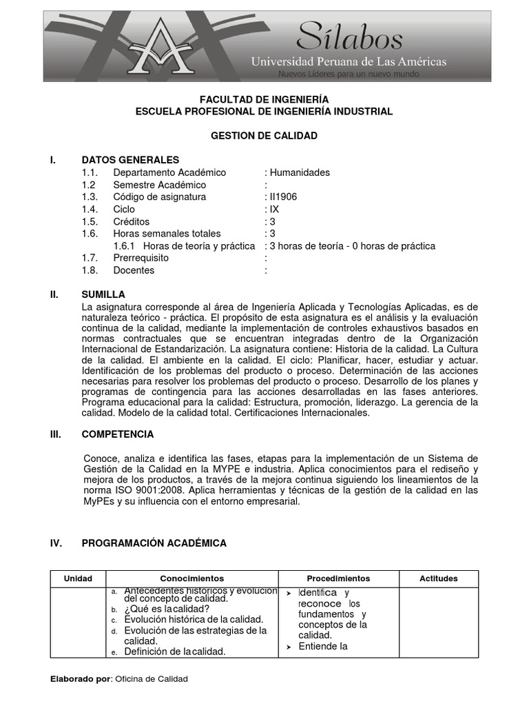 Gestión de Calidad en Ingeniería Industrial | PDF | Calidad (comercial ...