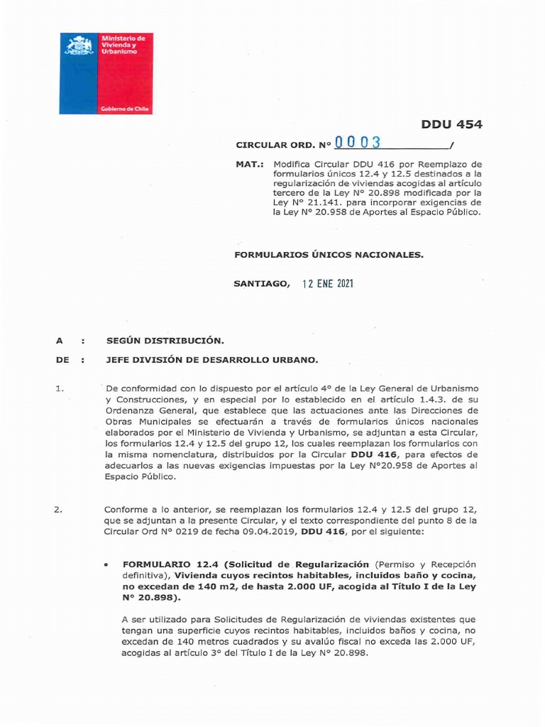 Modificación de Formularios DDU 454 | PDF | Derecho Civil (Common Law)
