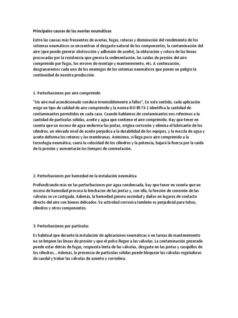 Causas de averías en sistemas neumáticos | PDF | Neumático | Agua