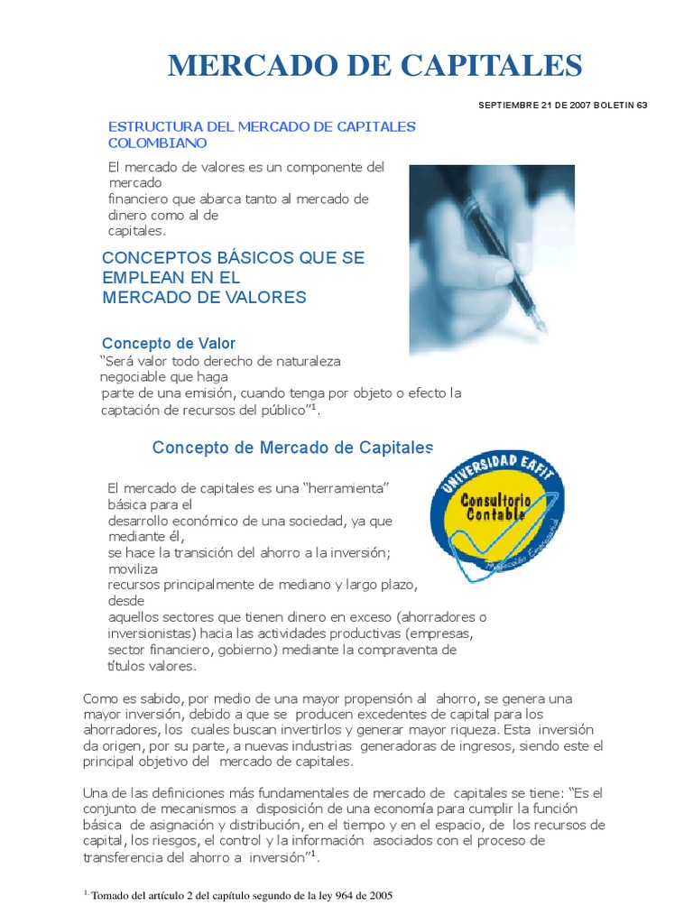 Estructura del Mercado de Capitales en Colombia | PDF | Bolsa | Mercado ...