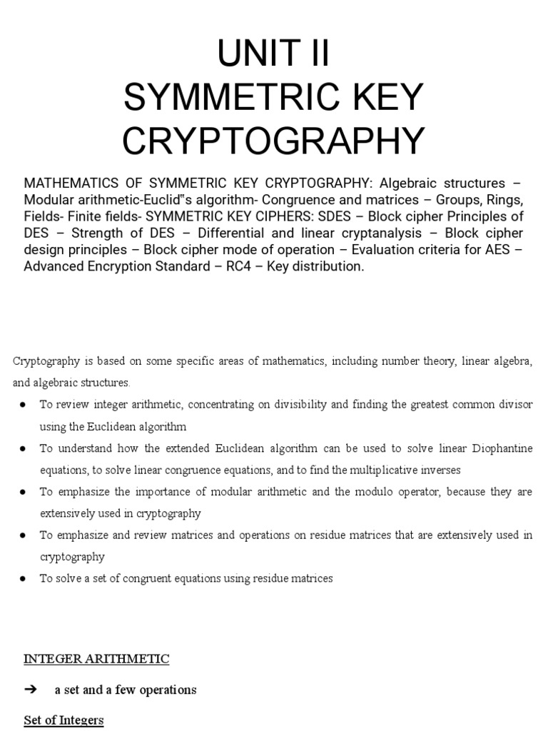 Unit II Symmetric Key Cryptography | PDF | Secure Communication ...