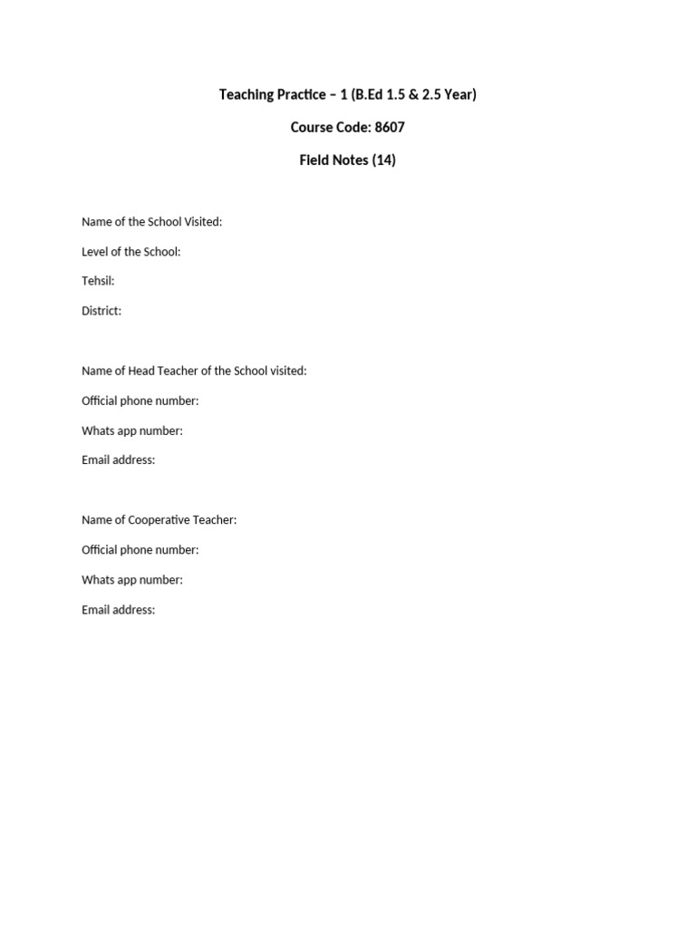 8607 - Field Notes | PDF