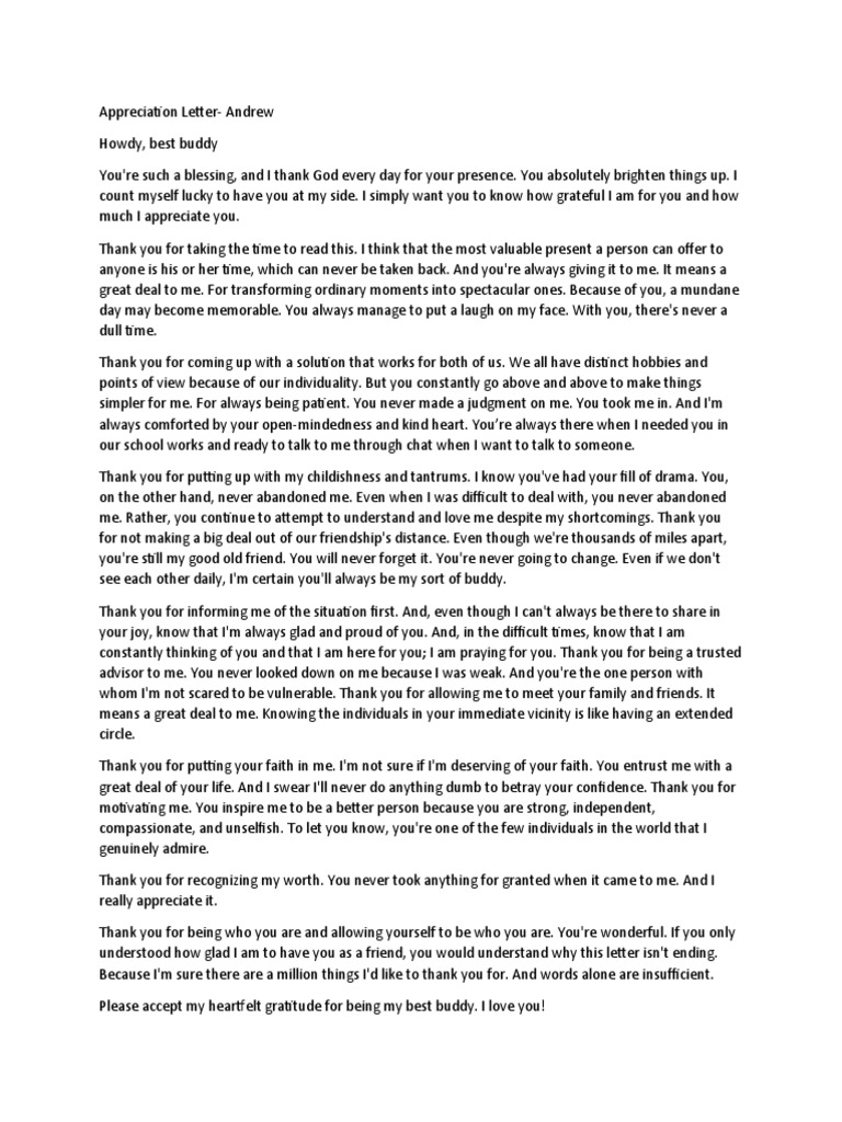 Appreciation Letter | PDF