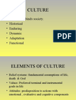 Culture: - Matrix That Binds Society. - Historical - Enduring - Dynamic - Adaptation - Functional