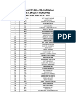 ST - Xavier'S College, Burdwan B.A English (Honours) Provisional Merit List