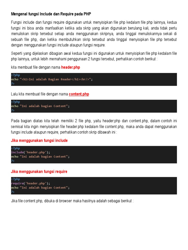 Fungsi Include dan Require di PHP | PDF