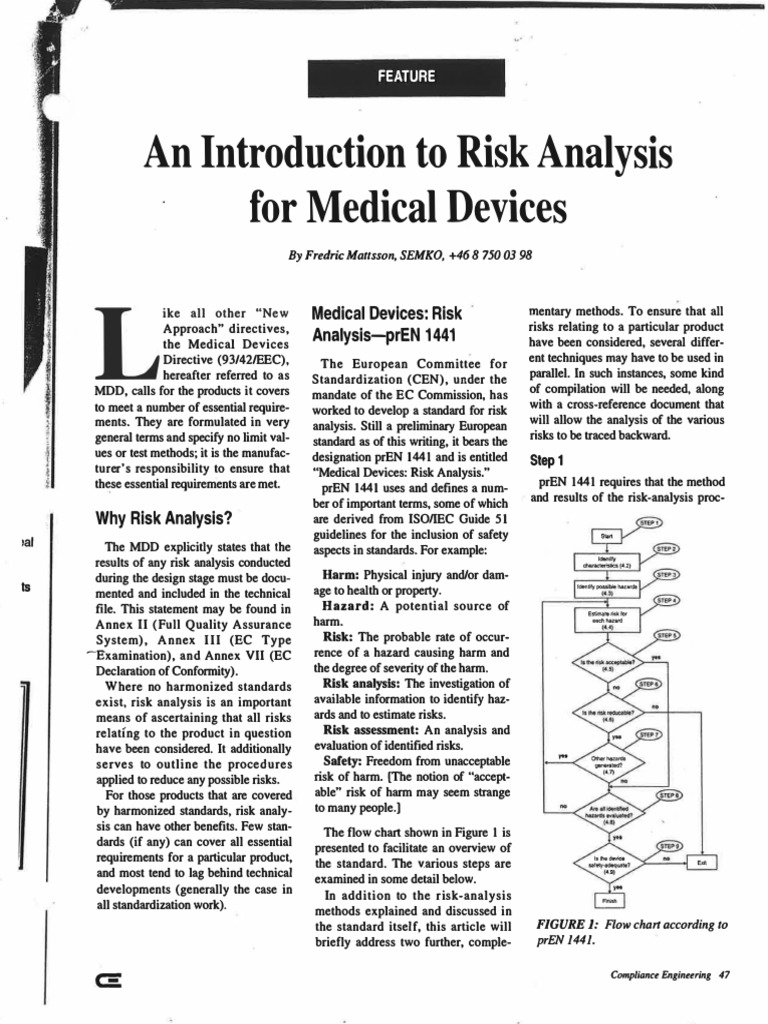 An Introduction To Risk Analysis For Medical Devices - Fredric Mattsson ...