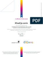 Khadija Amin: Certificate of Achievement