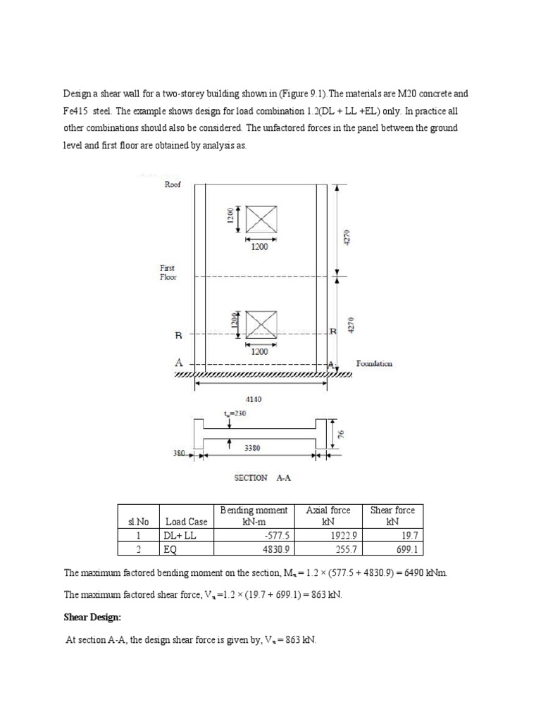 Shear Wall Design for Two-Storey Building | PDF | Bending | Materials