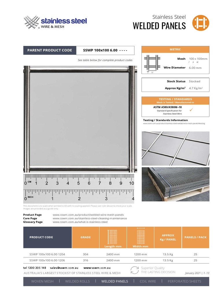 SSWP 100x100 6 00 | Download Free PDF | Wire | Stainless Steel