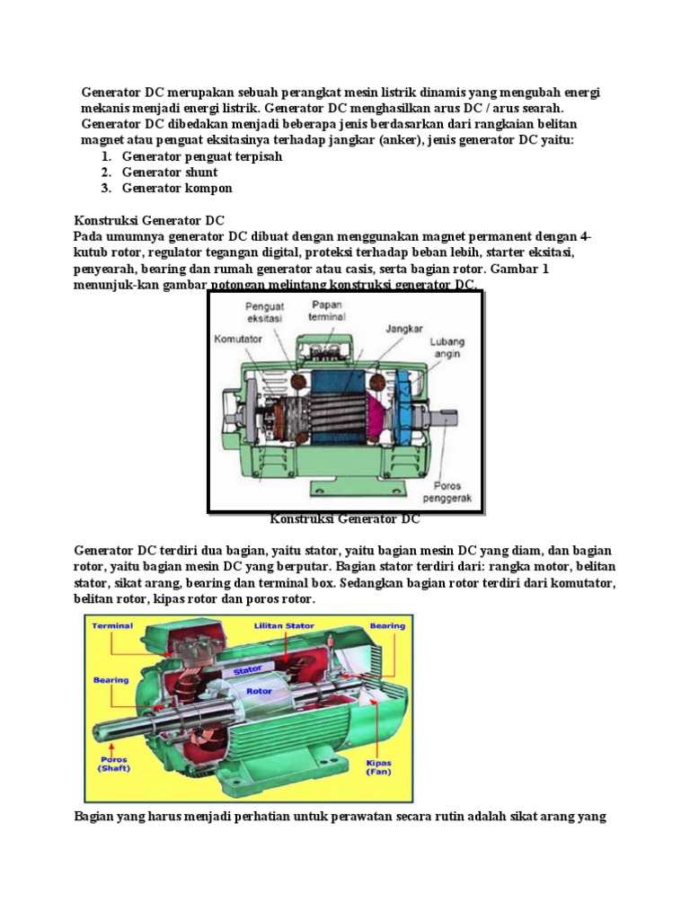 Konstruksi dan Prinsip Generator DC | PDF