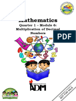 Mathematics: Quarter 1 - Module 6: Multiplication of Decimal Numbers