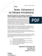 Alquileres: Volvemos A La Cámara Inmobiliaria: Comunicado de Prensa