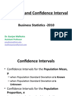 Estimation and Confidence Interval - Session 9 &10