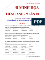 Thầy Bùi Văn Vinh – 0977.267.662 ĐỀ THI MINH HỌA TIẾNG ANH - 9 LÊN 10