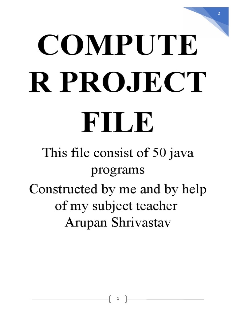 10th Icse COMPUTER PROJECT of 50 Java Programs | PDF | Programming ...