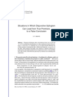 Situations in Which Disjunctive Syllogism Can Lead From True Premises To A False Conclusion