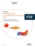 Syllabus: Cambridge IGCSE Co-Ordinated Sciences (Double Award) 0654