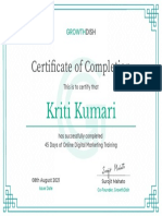 Certificate of Completion: Growth